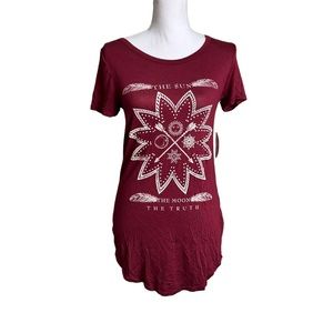 Moonchild Moon Stars Zodiac Vibe Burgundy Red Size Medium